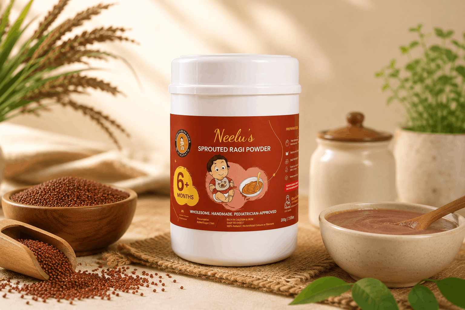 Neeloos Pure Sprouted Ragi Powder  250g | 6+ Months